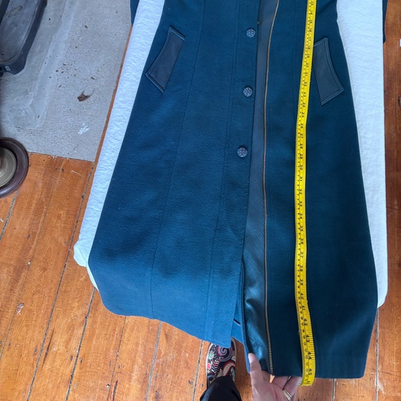 Women’s Vintage Arwa Made in Syria Wool Leather Long Zip Button Front Coat 42 (6 - Picture 11 of 14